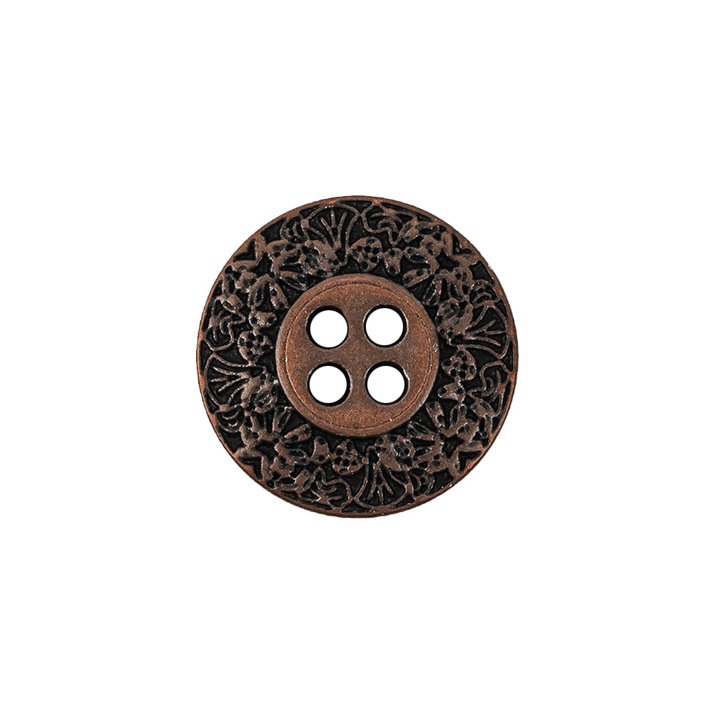 Italian Copper Floral Metal Button - 30L/19mm