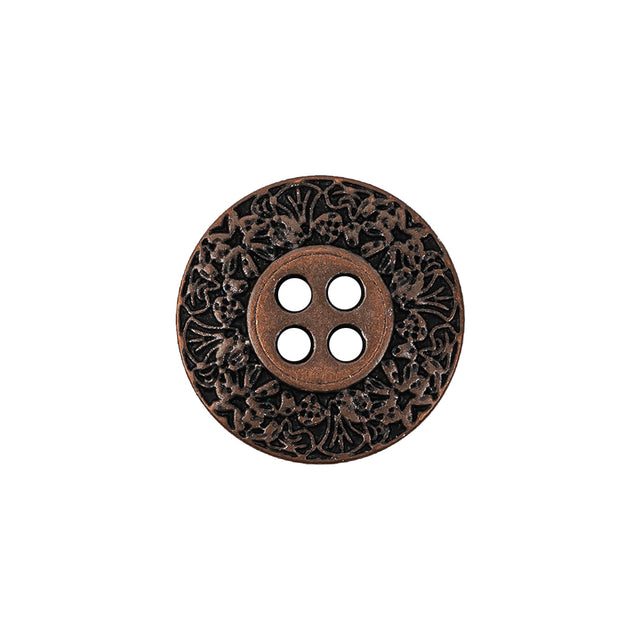 Italian Copper Floral Metal Button - 30L/19mm