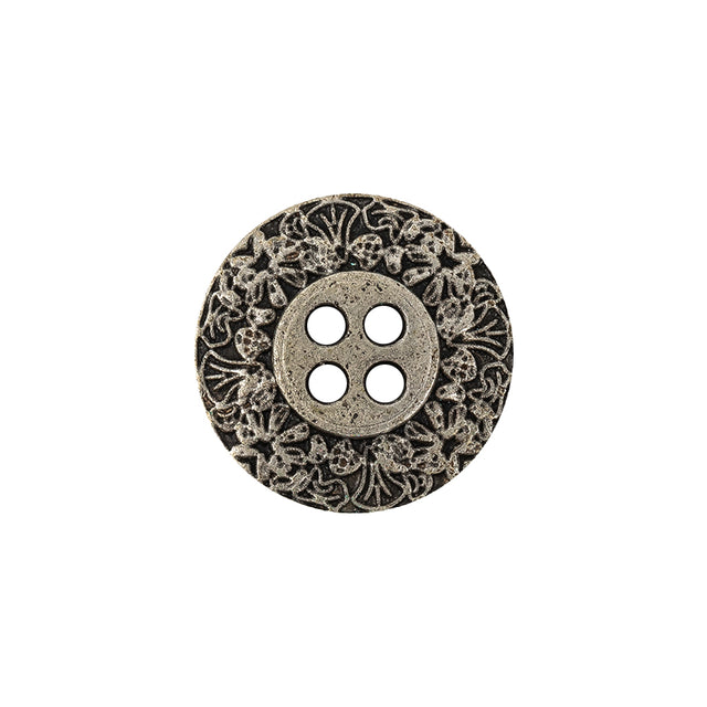 Italian Silver Floral Metal Button - 30L/19mm
