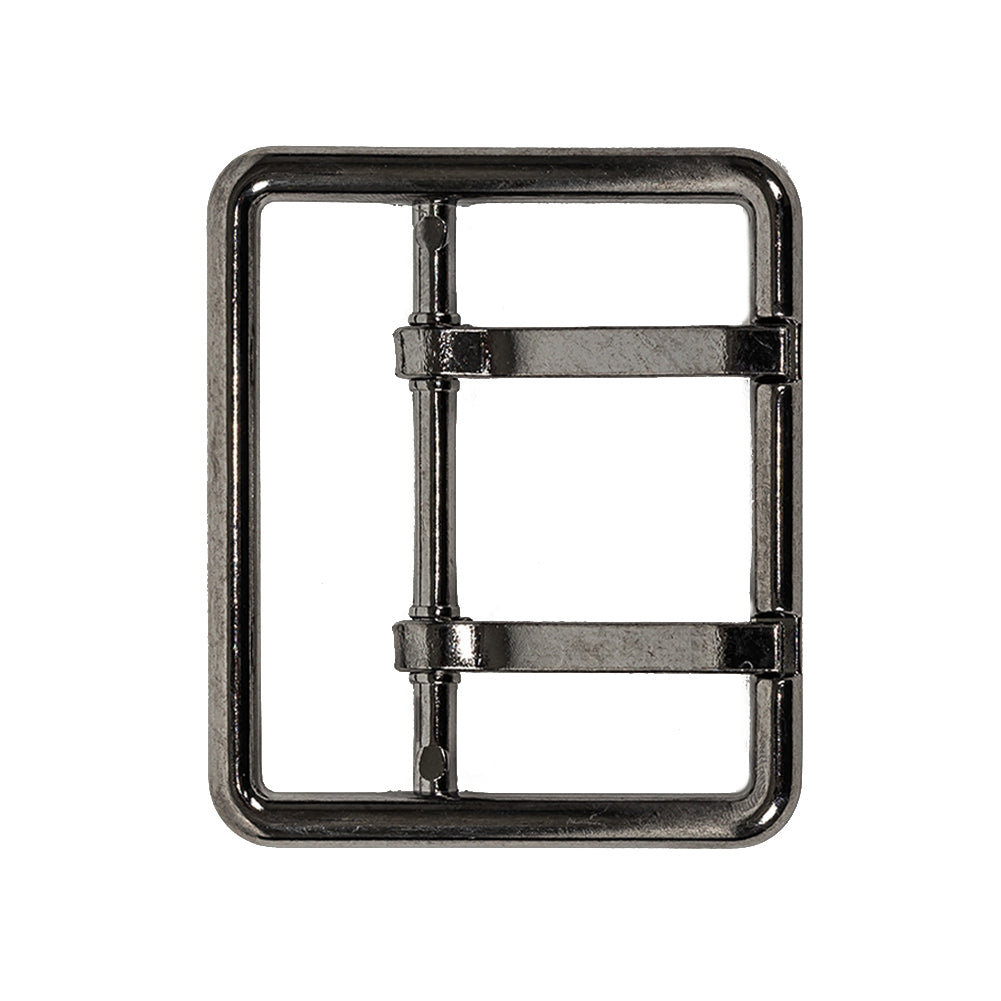 Sturdy Gunmetal Double Tongue Buckle - 2.375 x 2.125"