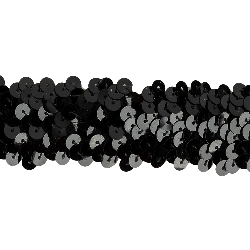 Black Stretch Sequins Trim - 1.25" Detail