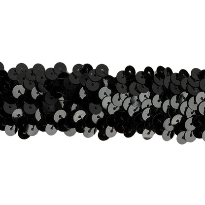Black Stretch Sequins Trim - 1.25" Detail