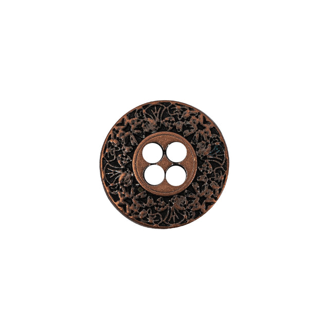 Italian Copper Floral Metal Button - 24L/15mm