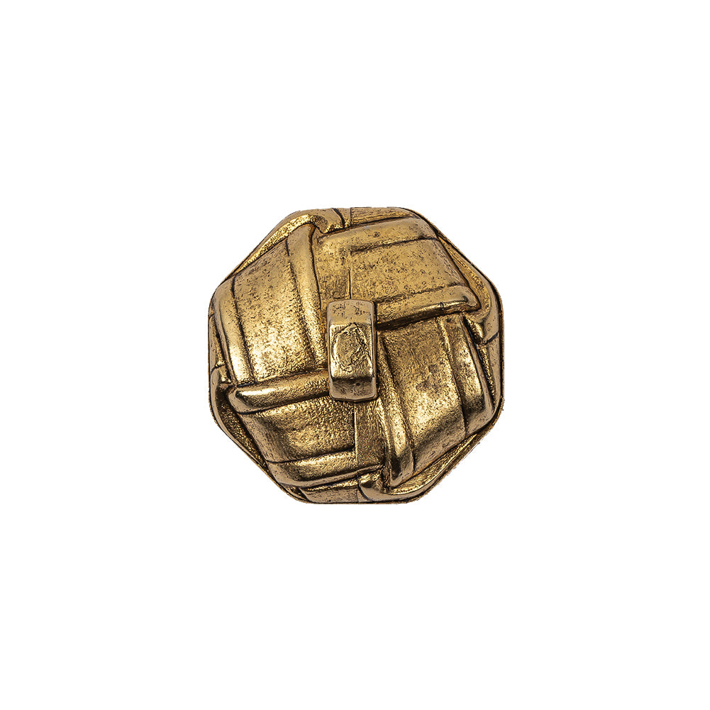 Italian Matte Gold Plated Faux Woven Shank Back Button - 30L/19mm Detail