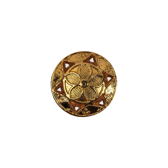Italian Gold Floral Shank Back Button - 24L/15mm