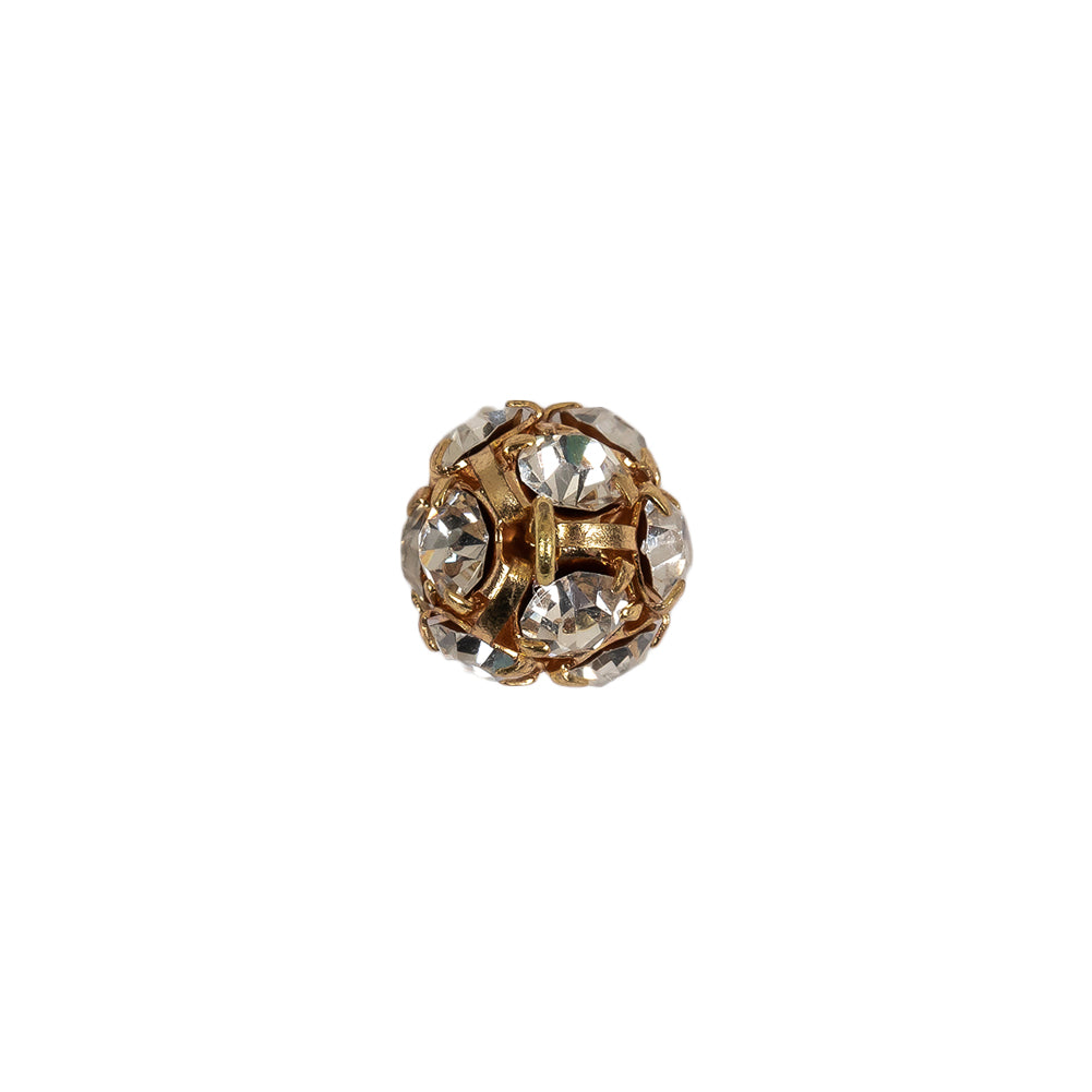 Vintage Crystal Rhinestones and Gold Metal Shank Back Ball Button - 17L/10.5mm - Detail - Image 3 of 4