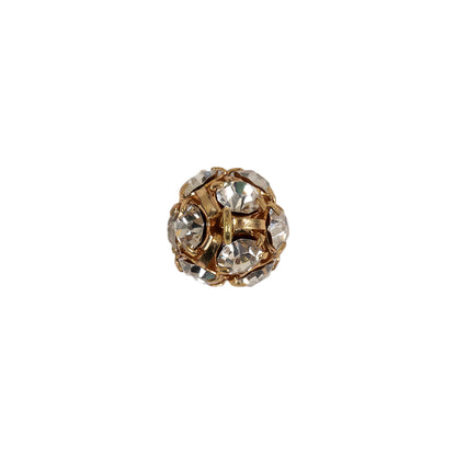 Vintage Crystal Rhinestones and Gold Metal Shank Back Ball Button - 17L/10.5mm