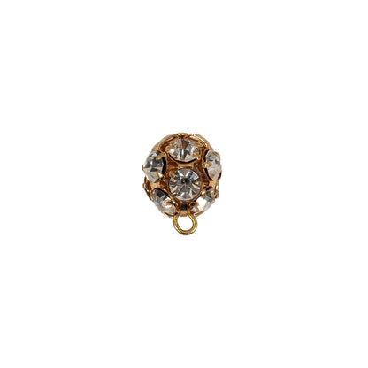 Vintage Crystal Rhinestones and Gold Metal Shank Back Ball Button - 17L/10.5mm Detail
