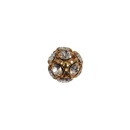 Vintage Crystal Rhinestones and Gold Metal Shank Back Ball Button - 17L/10.5mm