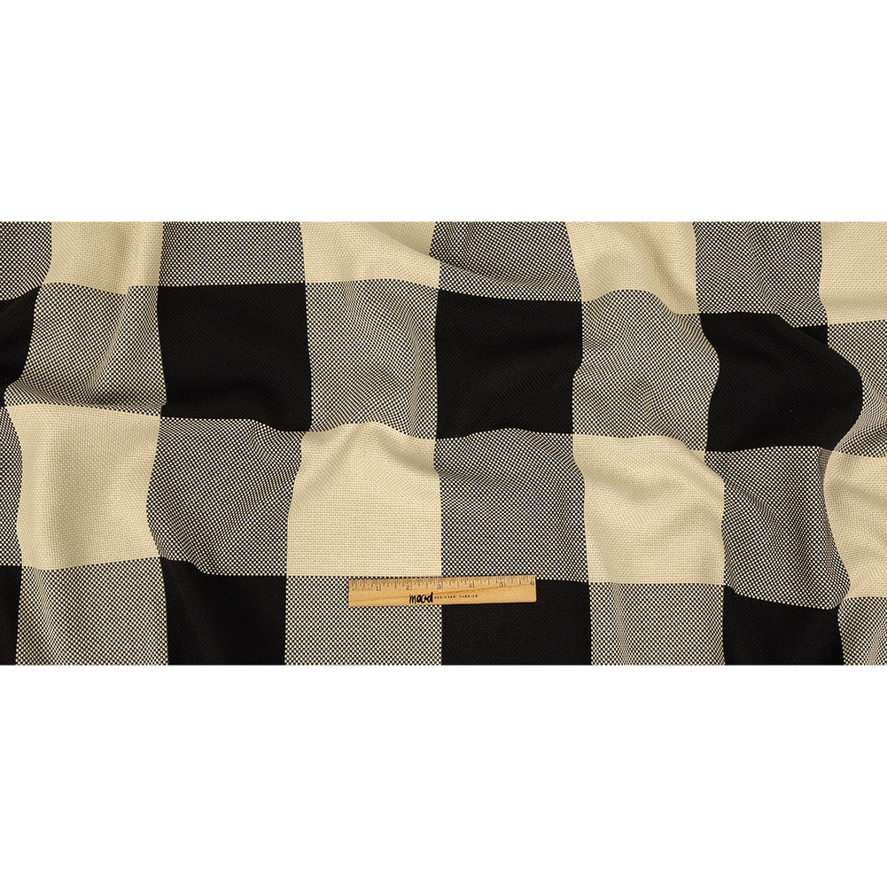 Italian Large-Scale Black and White Asparagus Buffalo Check Cotton Basketweave Full