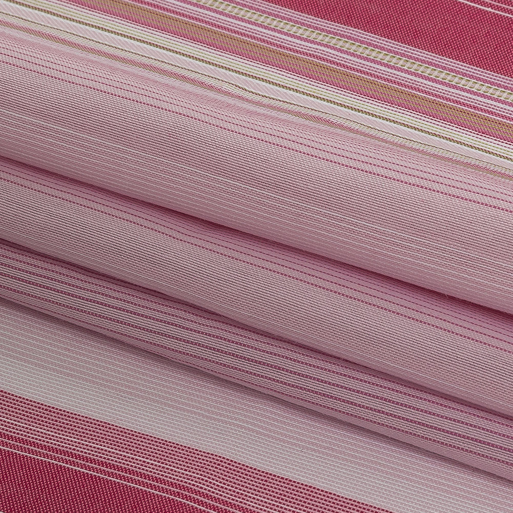 Pink and White Barcode Striped Cotton Voile Folded