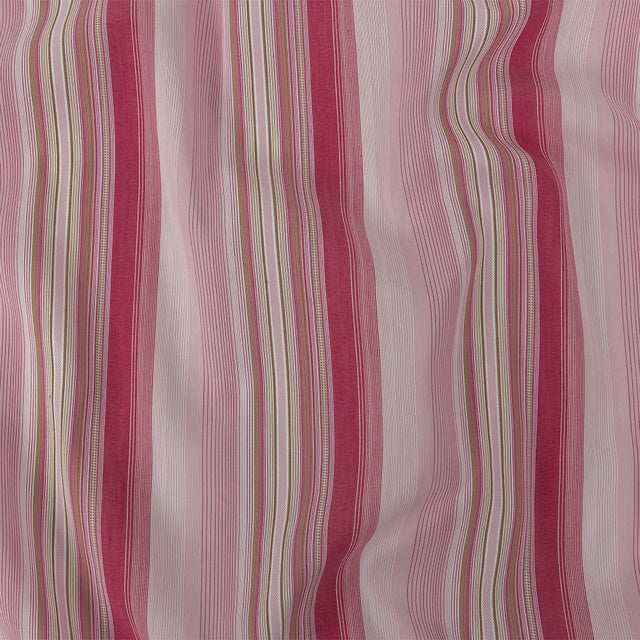 Pink and White Barcode Striped Cotton Voile