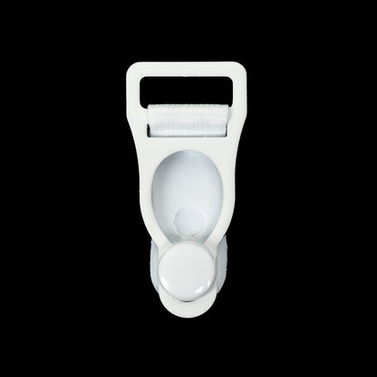 White Non-Detachable Plastic and Metal Garter Clip for 7/16" Strap
