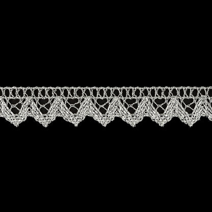Silver Lurex Geometric Scalloped Lace Trimming - 0.625" Detail