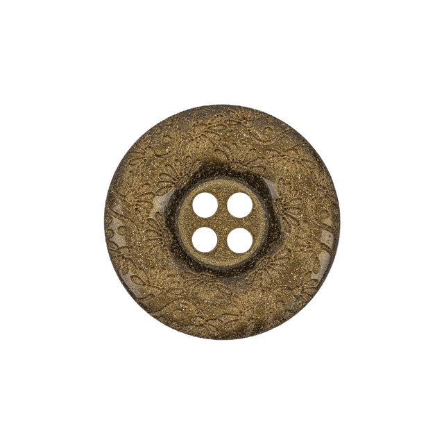 Gold Floral Iridescent Rolled Rim 4-Hole Nylon Button - 36L/23mm