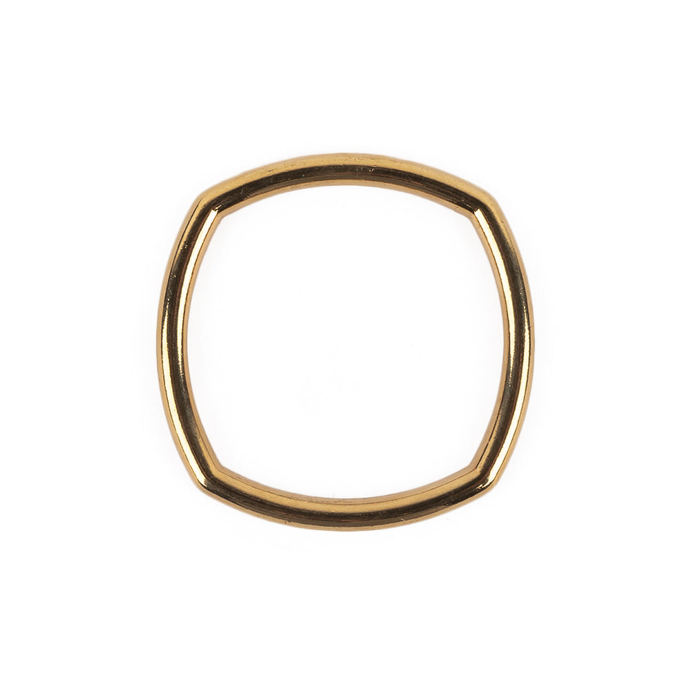 Bright Gold Rounded Square Metal Ring - 25mm