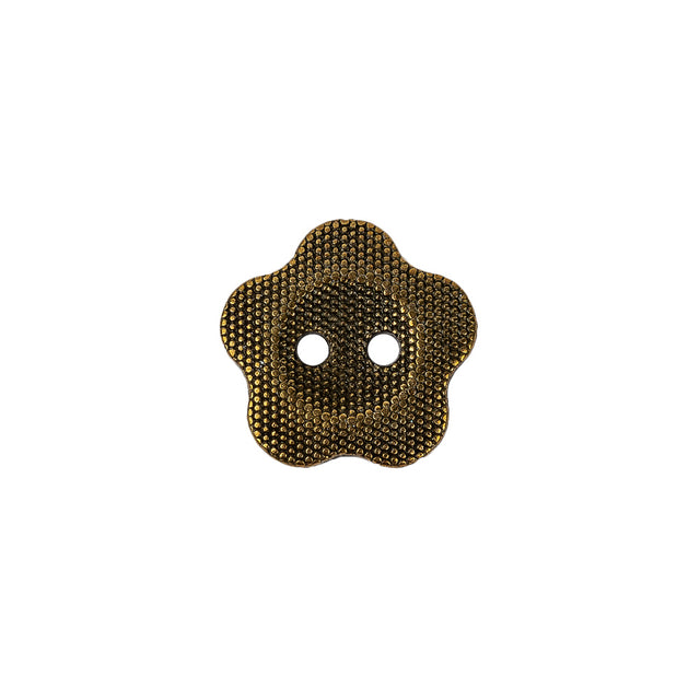 Light Bronze Nailshead Textured 2-Hole Metal Flower Button - 24L/15mm