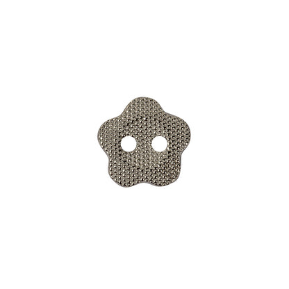 Nickel Nailshead Textured 2-Hole Metal Flower Button - 20L/12.5mm