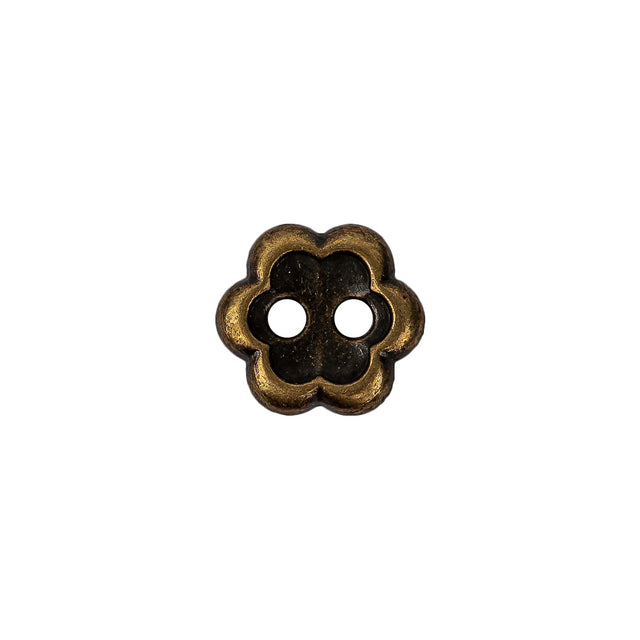 Bronze Concave 2-Hole Metal Flower Button - 20L/12.5mm