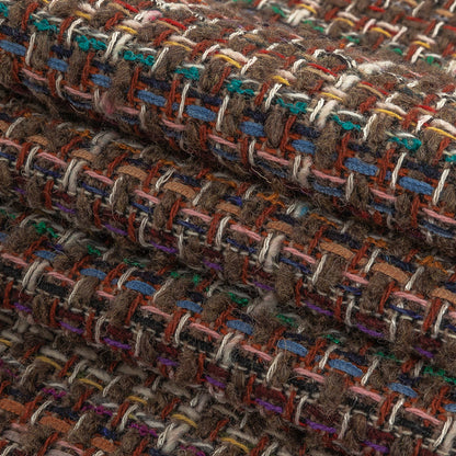 Italian Taupe, Olive and Multicolor Blended Wool Tweed Folded