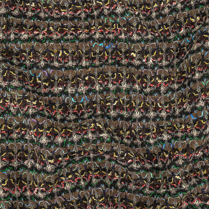 Italian Army Green, Yellow and Hot Pink Stripes Boucled Wool Sweater Knit