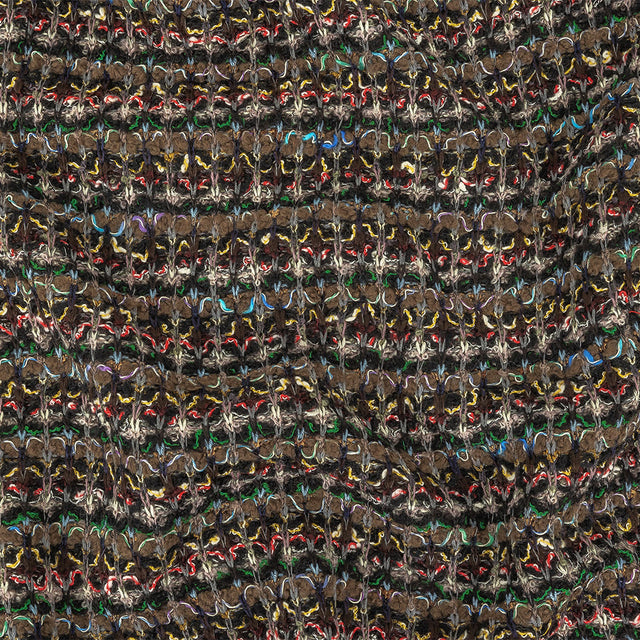 Italian Army Green, Yellow and Hot Pink Stripes Boucled Wool Sweater Knit