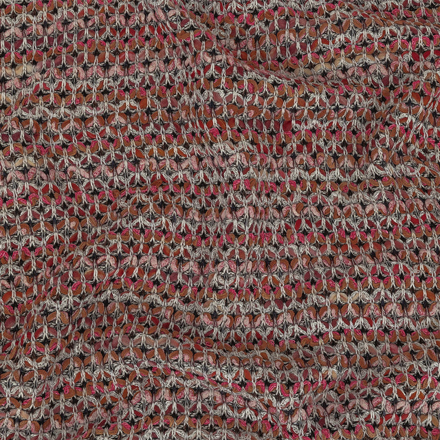 Pink, Peach and Gray Textured Stripes Sweater Knit
