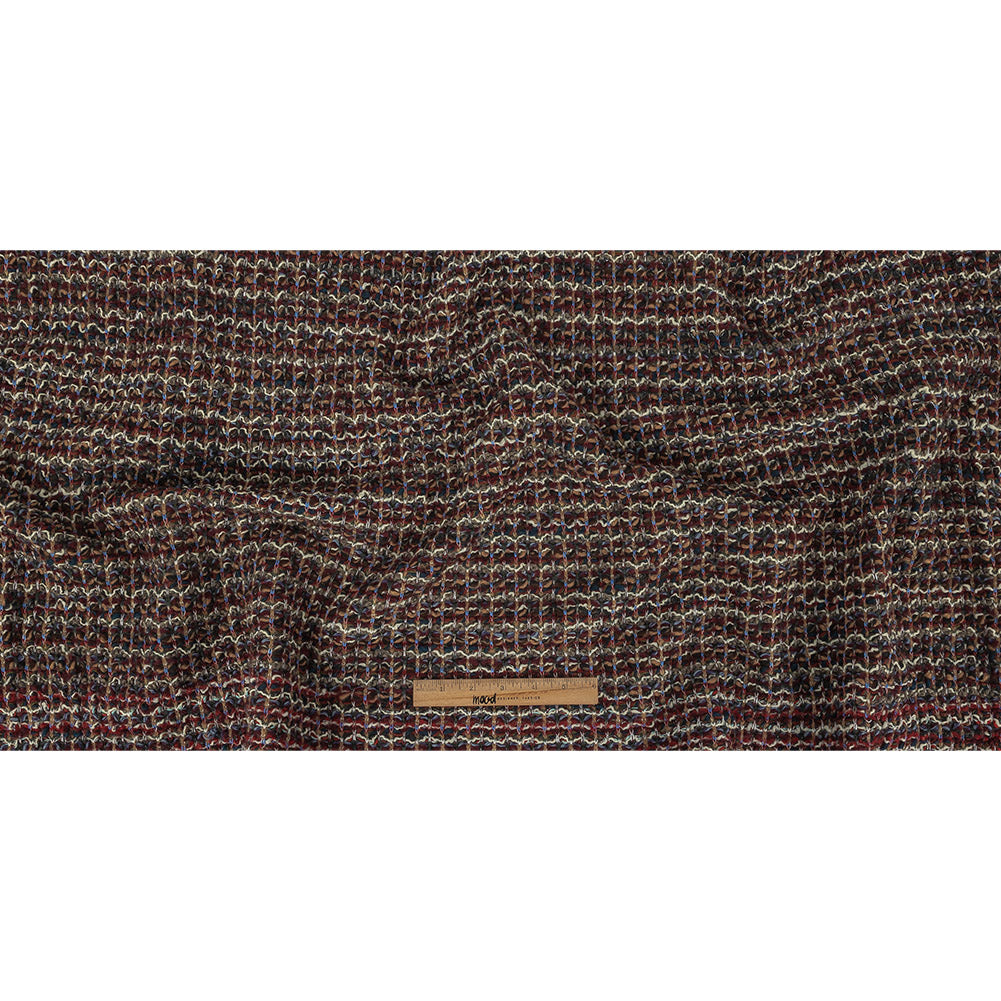 Burgundy, Gray Green and White Loopy Wool Sweater Knit Full
