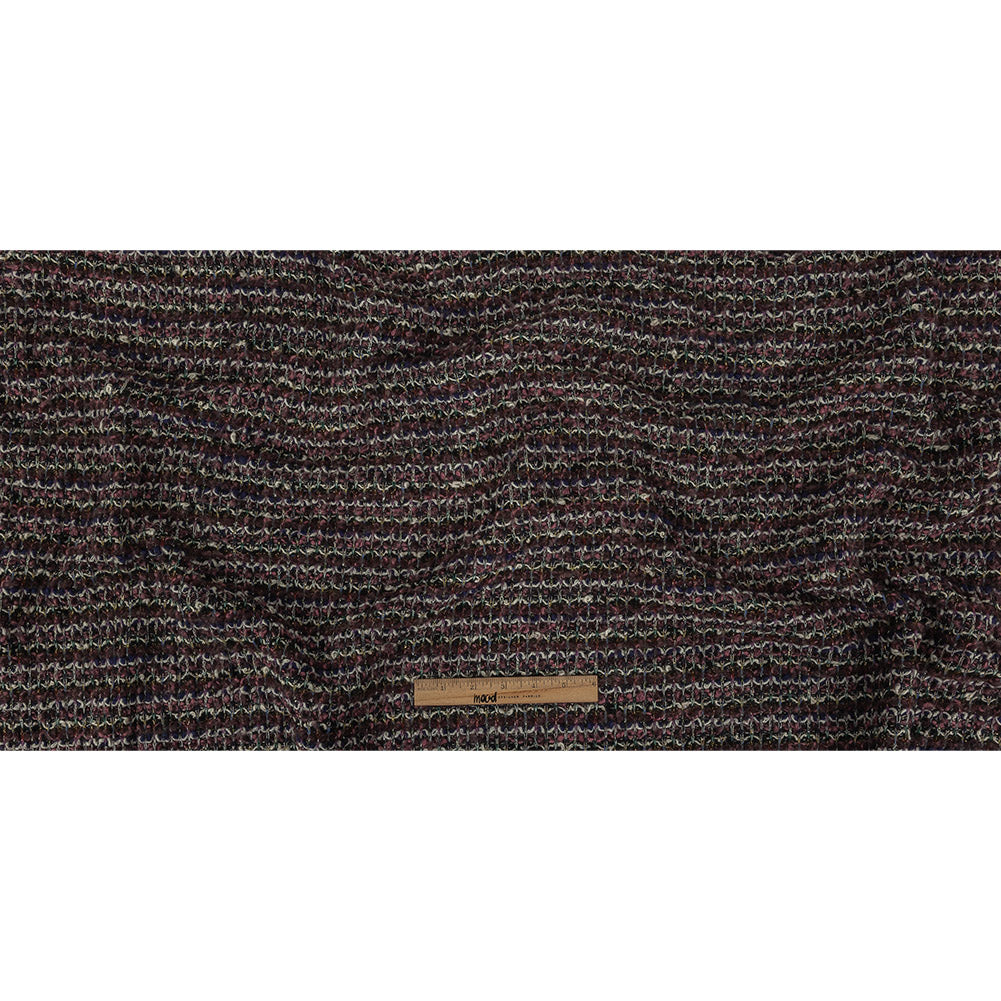 Rose, Eggplant and Metallic Silver Loopy Wool Sweater Knit Full
