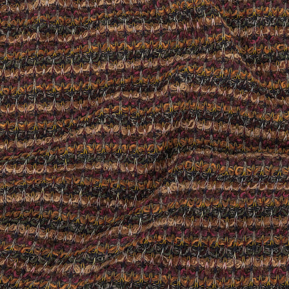 Caramel, Mulberry, and Forest Green Striped Chenille Sweater Knit