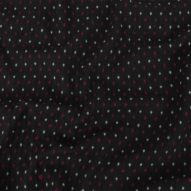 Black, White and Magents Diamonds Brushed Blended Cotton Jacquard