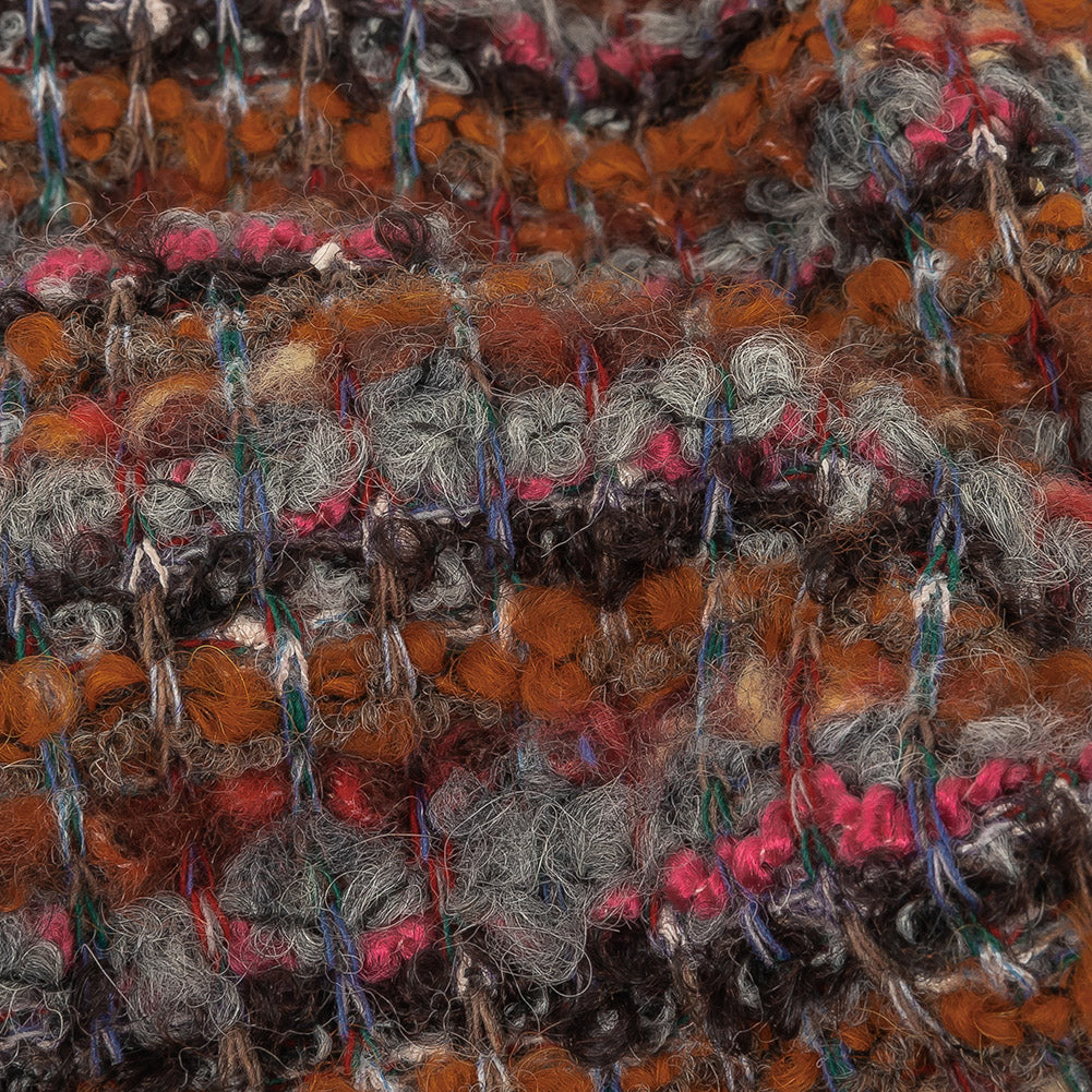 Italian Pumpkin, Drizzle, and Fandango Pink Striped Wool Boucle Knit Detail
