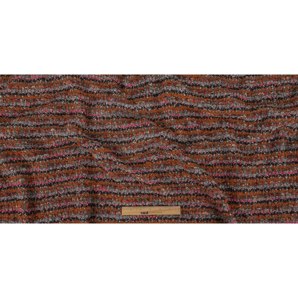 Italian Pumpkin, Drizzle, and Fandango Pink Striped Wool Boucle Knit Full
