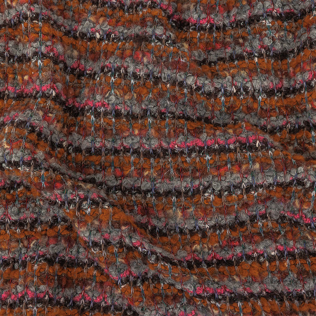 Italian Pumpkin, Drizzle, and Fandango Pink Striped Wool Boucle Knit