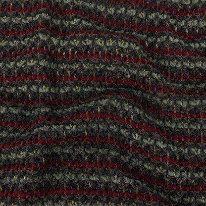 Italian Burgundy, Raven and Brunette Striped Chunky Wool Knit