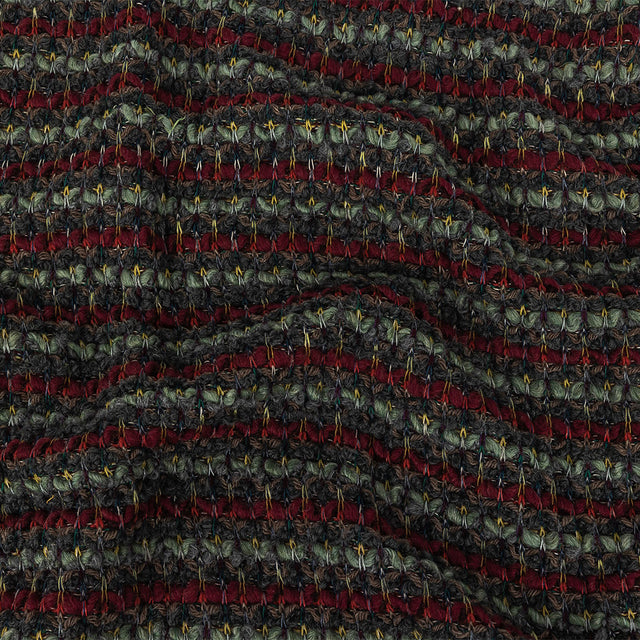 Italian Burgundy, Raven and Brunette Striped Chunky Wool Knit