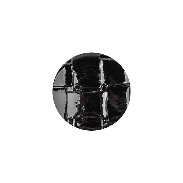 Italian Black Basketweave Embossed Faux Leather Button - 28L/18mm