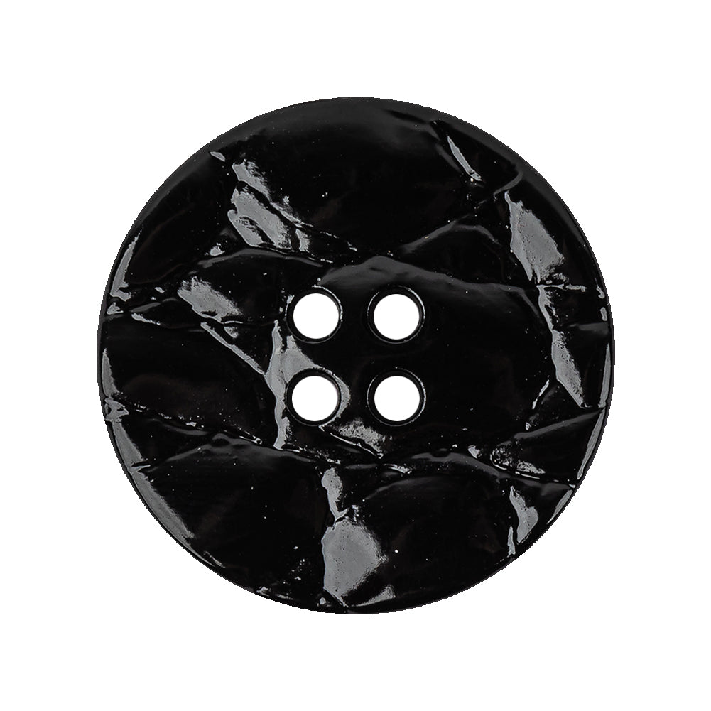 Italian Glossy Deep Roast Abstract Molded 4-Hole Faux Leather Button - 44L/28mm