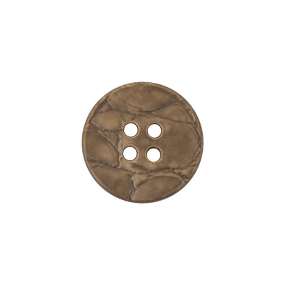 Italian Matte Khaki Abstract Molded 4-Hole Faux Leather Button - 28L/18mm
