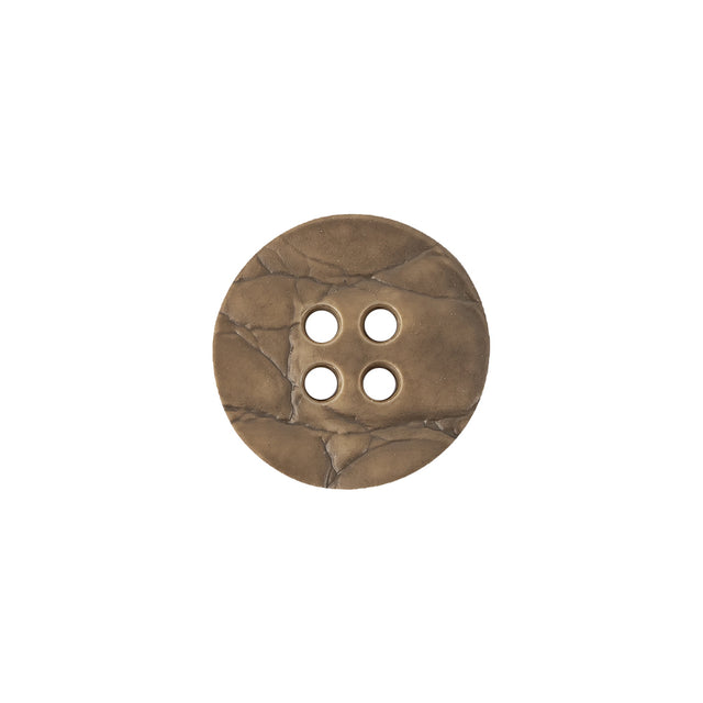 Italian Matte Khaki Abstract Molded 4-Hole Faux Leather Button - 24L/15mm