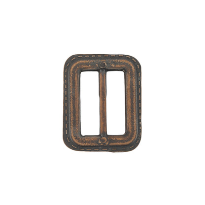 Italian Rugged Brown Faux Leather Slider - 1.5" L x 1.125" W Detail