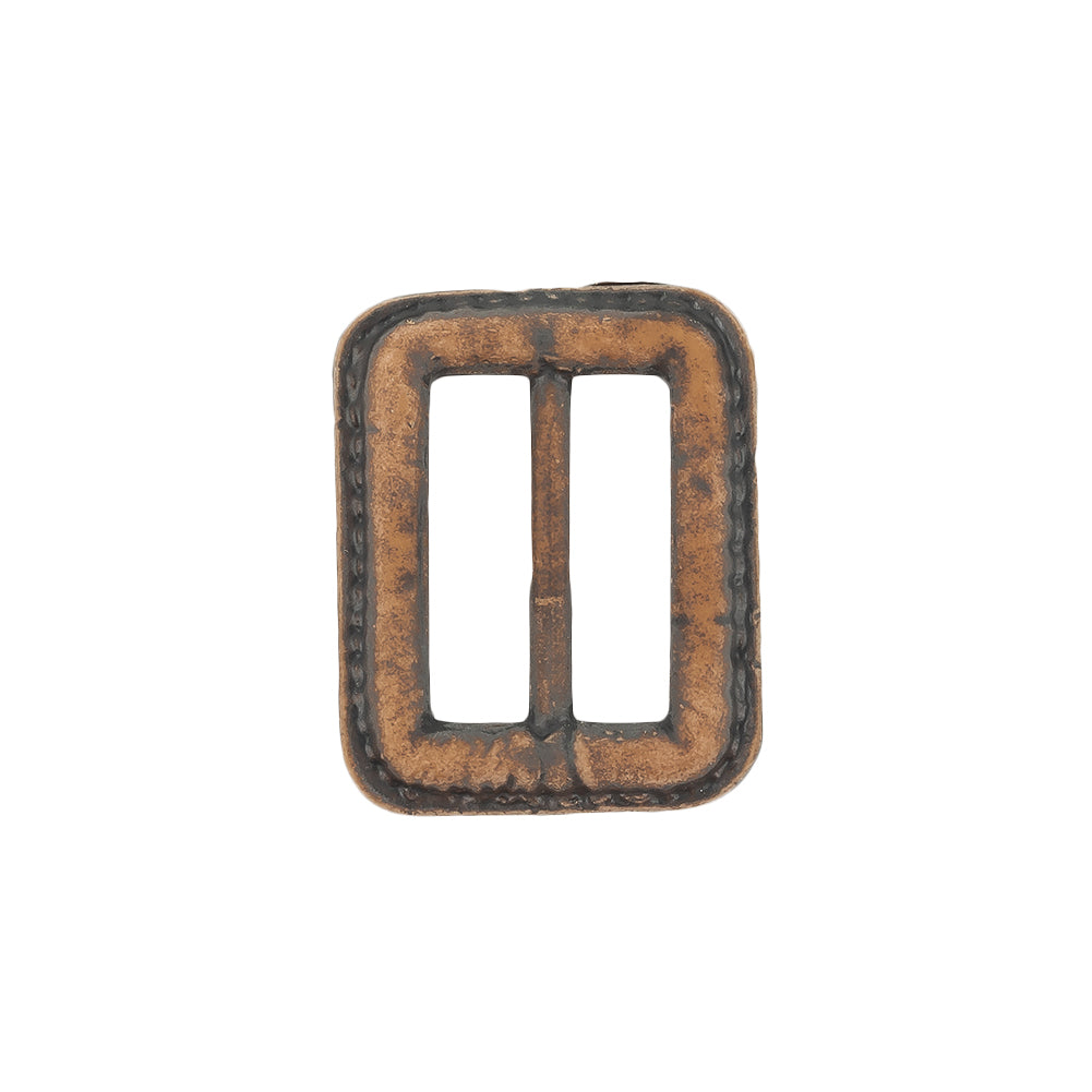 Italian Rugged Brown Faux Leather Slider - 1.5" L x 1.125" W