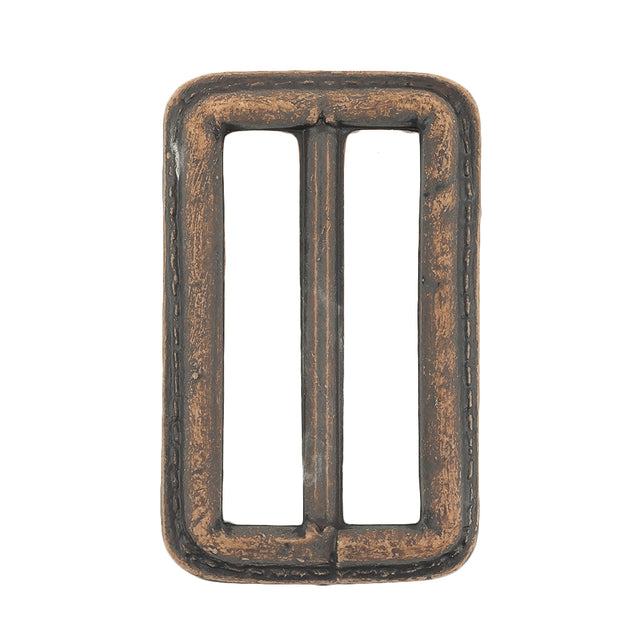 Italian Rugged Brown Faux Leather Slider - 2.5" L x 1.5" W