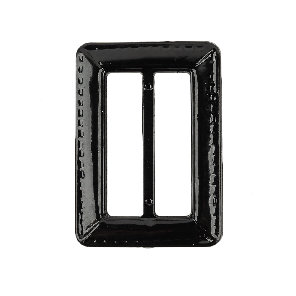 Italian Black Faux Leather Slider - 2.125" L x 1.5" W Detail