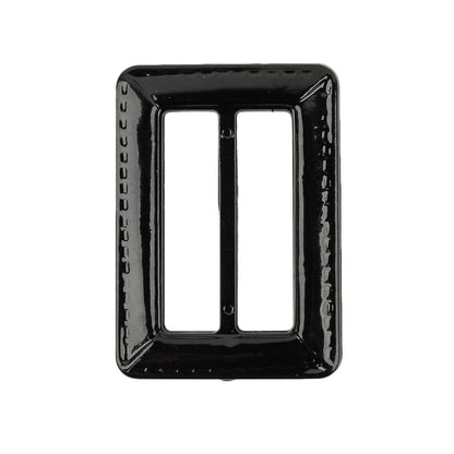 Italian Black Faux Leather Slider - 2.125" L x 1.5" W Detail