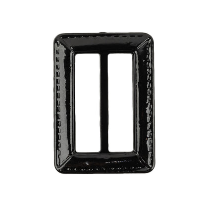 Italian Black Faux Leather Slider - 2.125" L x 1.5" W