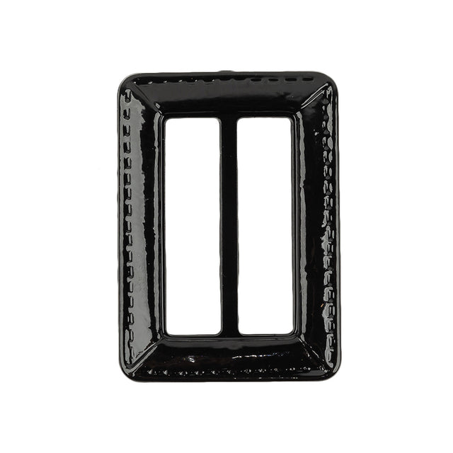Italian Black Faux Leather Slider - 2.125" L x 1.5" W