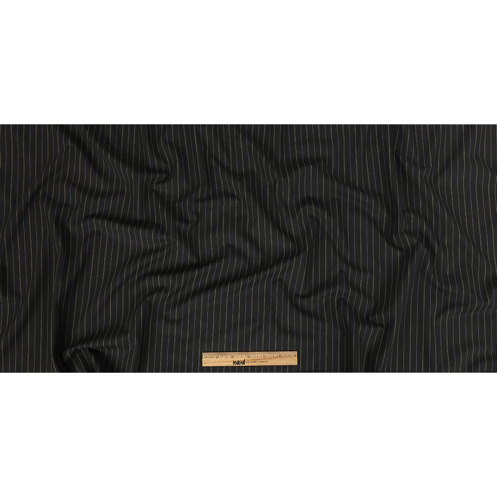 Liz Claiborne Jet Black and Beige Pinstriped Stretch Polyester Suiting Full