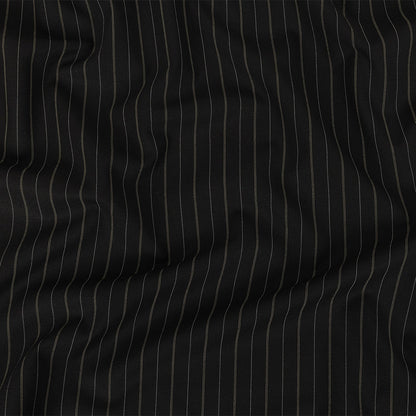 Liz Claiborne Jet Black and Beige Pinstriped Stretch Polyester Suiting