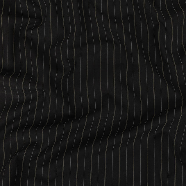 Liz Claiborne Jet Black and Beige Pinstriped Stretch Polyester Suiting